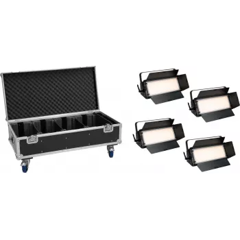 EUROLITE komplekt 4x LED PLL-576 CW/WW paneel + ratastega kohver DMX 576 LED 3000-6000K
