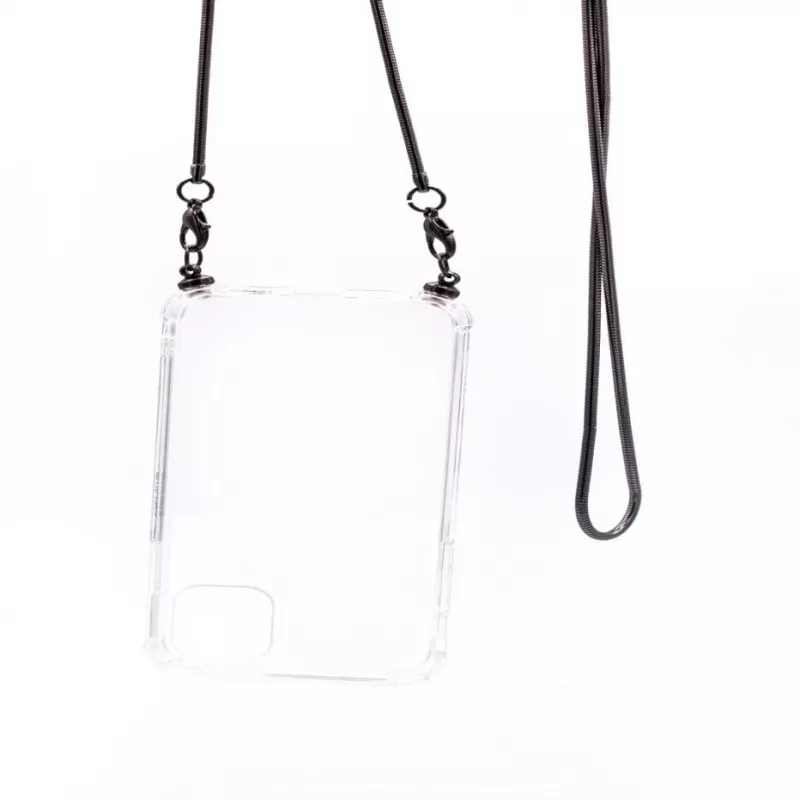 Evelatus Apple iPhone 11 Pro Max Silicone Transparent with Necklace TPU Strap Space Gray