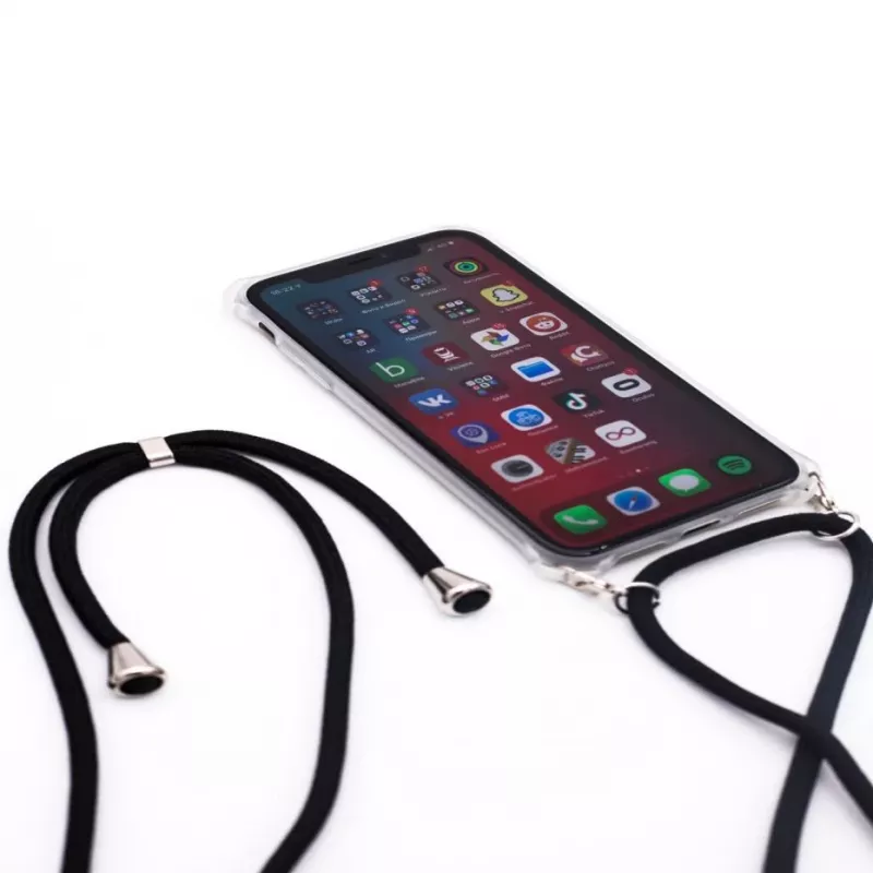 Evelatus Apple iPhone 11 Silicone Transparent Case with Necklace TPU Strap Transparent