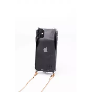 Evelatus Apple iPhone 11 Silikoonist läbipaistev kaelarihmaga TPU rihm Kuldne