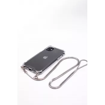 Evelatus Apple iPhone 11 Silikoonist läbipaistev kaelarihma TPU rihmaga hõbedane