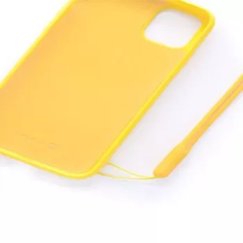 Evelatus Apple iPhone 11 pehme puudutusega silikoonist ümbris rihmaga kollane