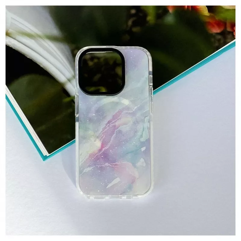 Evelatus Apple iPhone 15 Pro PC+TPU ümbris MagSafe'iga - marmorlilla