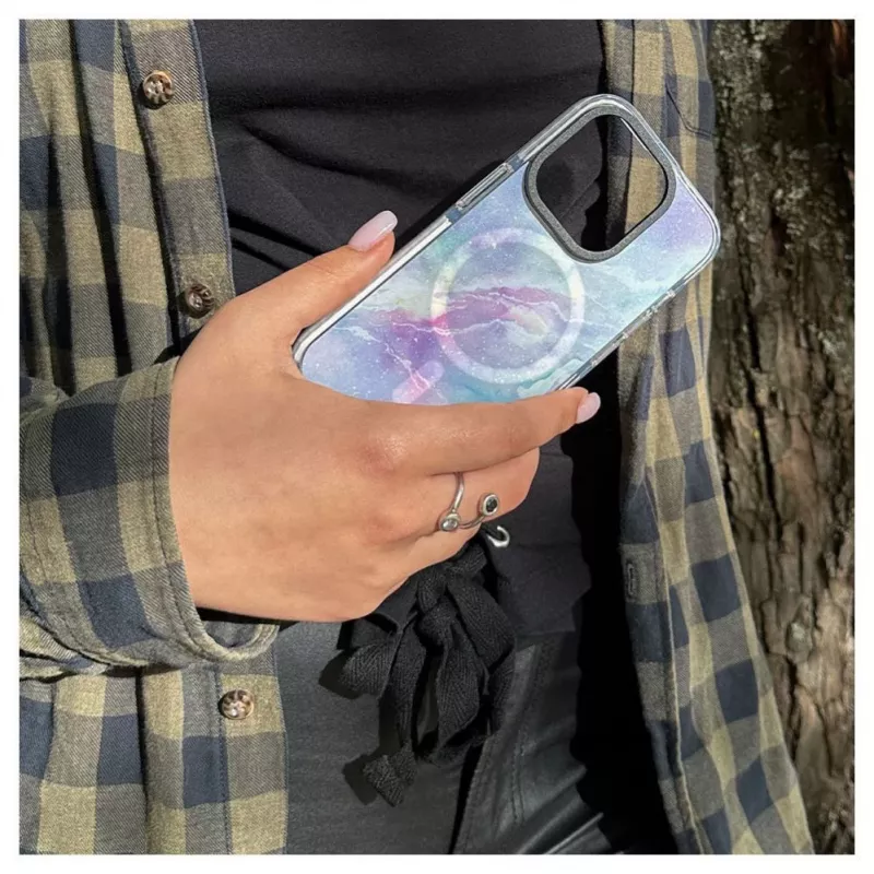 Evelatus Apple iPhone 15 Pro PC+TPU ümbris MagSafe'iga - marmorlilla