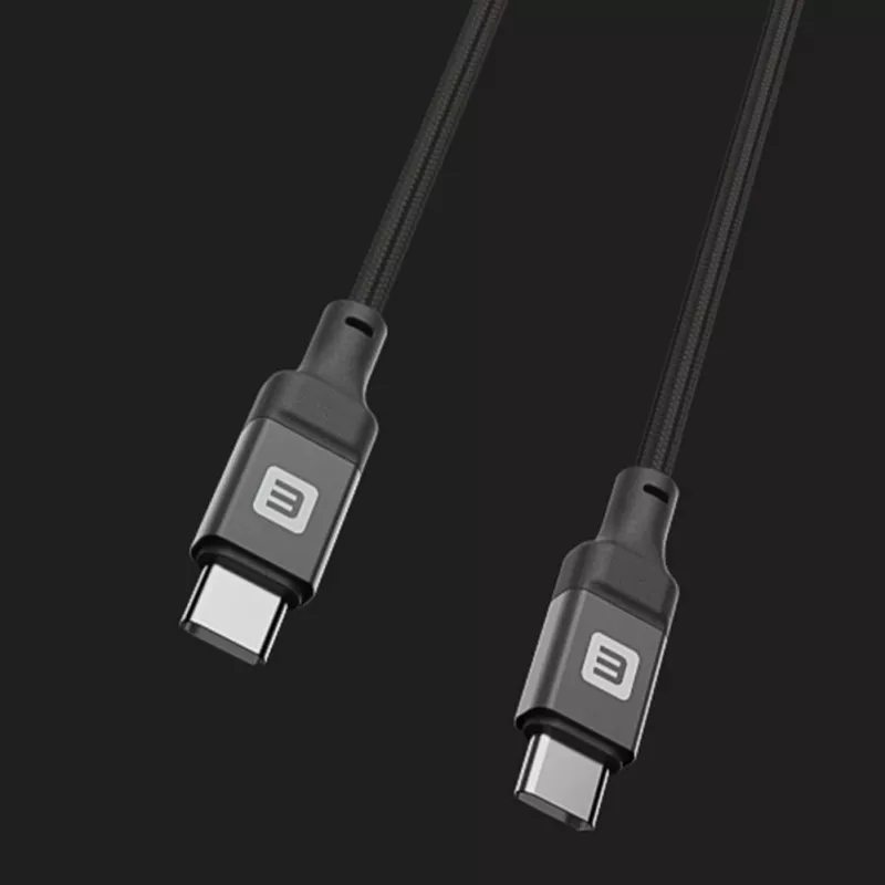 Evelatus spiraalne USB-C to USB-C kaabel 1,2M 60W PD punutud must