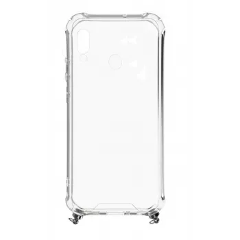Evelatus Samsung Galaxy A20e Silicone Transparent with Necklace TPU Strap Space Gray