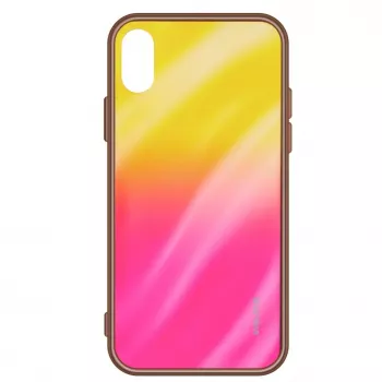 Evelatus Samsung Galaxy A20e Water Ripple Gradient Color Anti-Explosion Tempered Glass Case Gradient Yellow-Pink