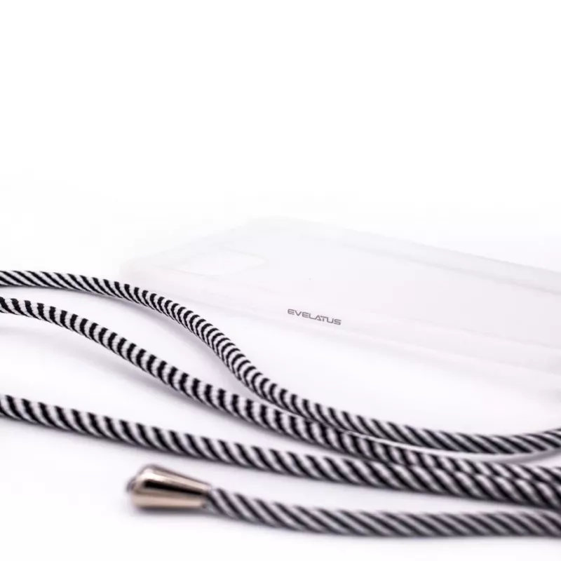Evelatus Samsung Galaxy A40 ümbris nööriga mustad triibud läbipaistev