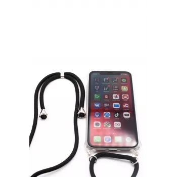 Evelatus Samsung Galaxy A40 Case with Rope Black Transparent