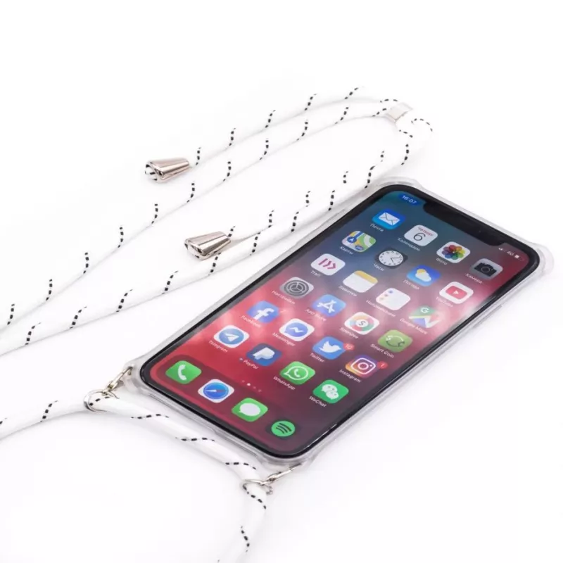 Evelatus Samsung Galaxy A40 ümbris nööriga valgete triipudega läbipaistev