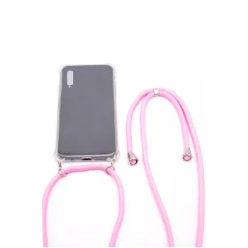 Evelatus Samsung Galaxy A50 Case with Rope Lanyard Pink Transparent