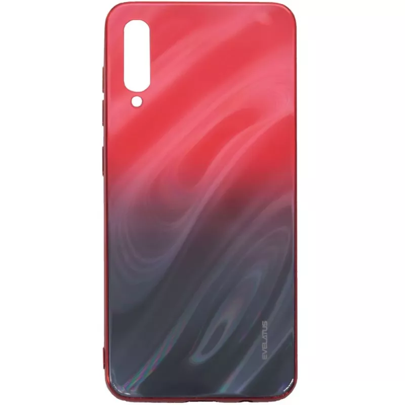 Evelatus Samsung Galaxy A50 Water Ripple Full Color Electroplating Tempered Glass Gradient Red-Black