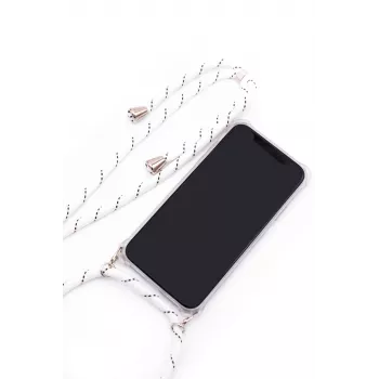 Evelatus Samsung Galaxy A50s Case with Rope White Stripes Transparent