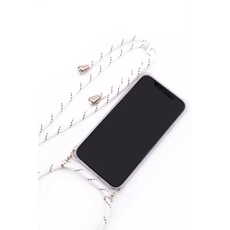 Evelatus Samsung Galaxy A50s Case with Rope White Stripes Transparent