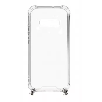 Evelatus Samsung Galaxy S10 Silicone Transparent Case with Necklace TPU Strap Gold
