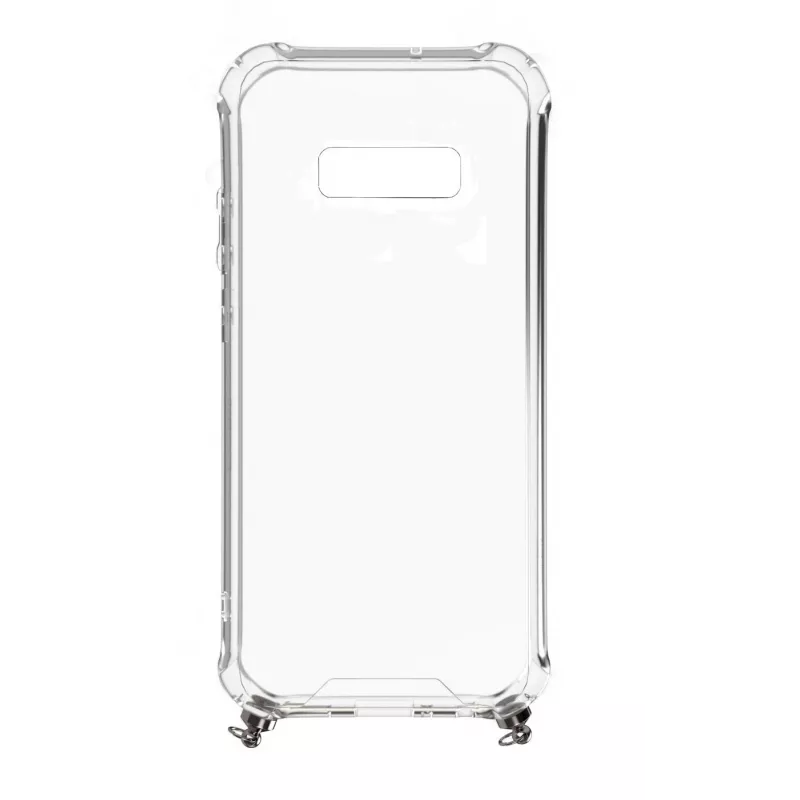 Evelatus Samsung Galaxy S10e Silicone Transparent with Necklace TPU Strap Silver
