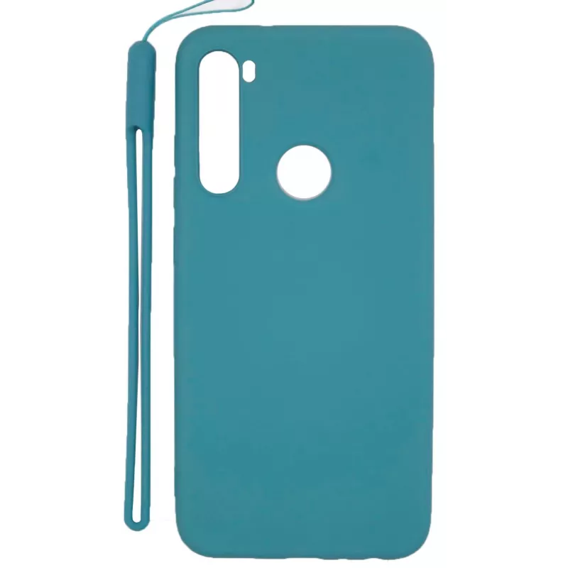 Evelatus Soft Touch Silicone Case with Strap for Xiaomi Redmi Note 8 / Redmi Note 8 2021 - Blue