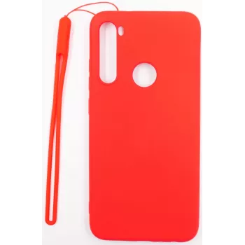 Evelatus Soft Touch Silicone Case with Strap for Xiaomi Redmi Note 8 / Redmi Note 8 2021 - Red