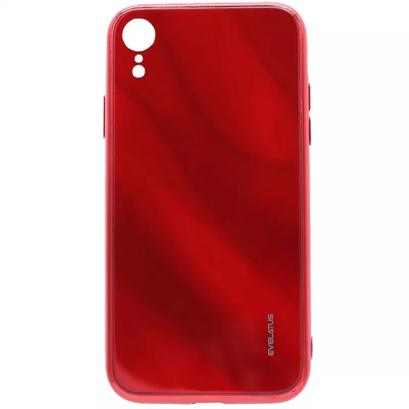 EVELATUS Water Ripple Full Color Electroplating Tempered Glass Case for Apple iPhone XR - Red