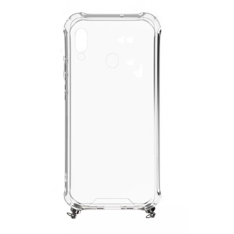 Evelatus Xiaomi Redmi Note 7 / Note 7 Pro Silicone Transparent Back Cover with Necklace TPU Strap Silver