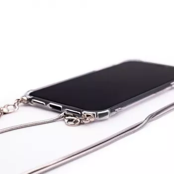 Evelatus Xiaomi Redmi Note 8 Pro läbipaistev silikoonümbris kaelarihma TPU rihmaga hõbedane