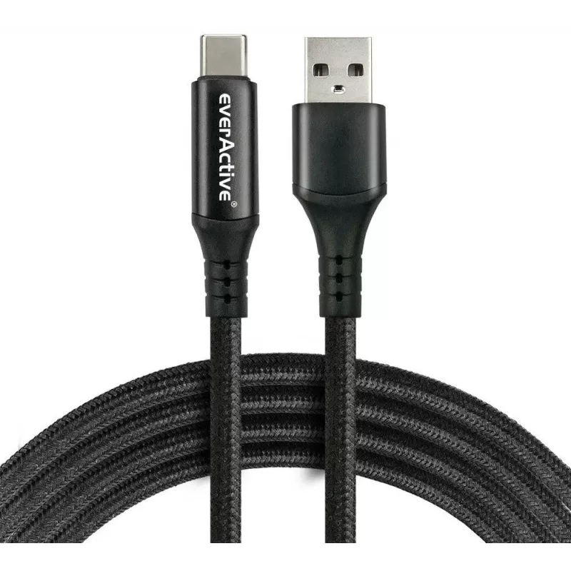 everActive CBB-1CBL USB-A to USB-C punutud kaabel LCD võimsuse kuvaga, 1m, 3A, must