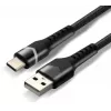 everActive CBB-1CBR USB-A to USB-C RGB LED punutud kaabel 1m 3A must