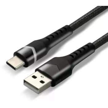 everActive CBB-1CBR USB-A to USB-C RGB LED punutud kaabel 1m 3A must