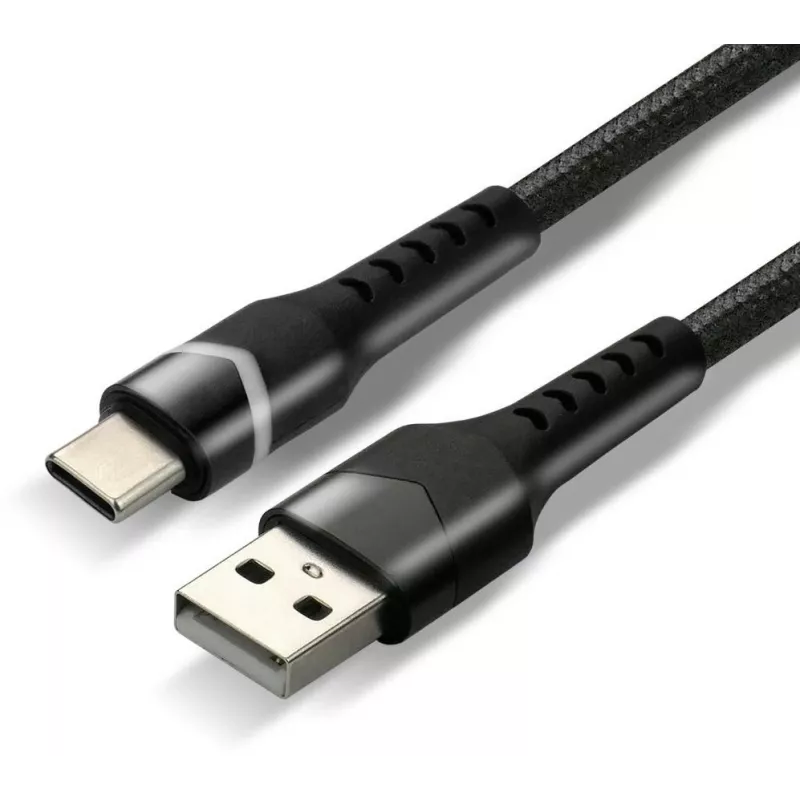 everActive CBB-1CBR USB-A to USB-C RGB LED punutud kaabel 1m 3A must