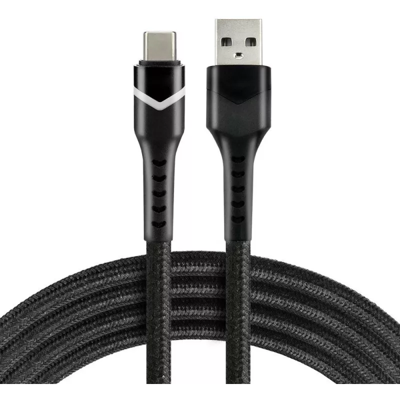 everActive CBB-1CBR USB-A to USB-C RGB LED punutud kaabel 1m 3A must