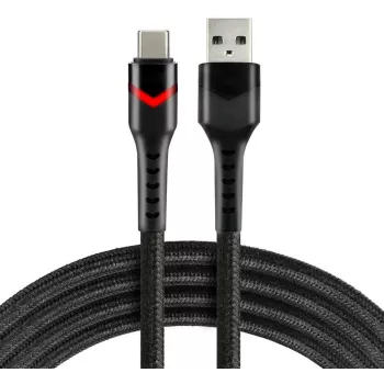 everActive CBB-1CBR USB-A to USB-C RGB LED punutud kaabel 1m 3A must