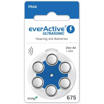 everActive ULTRASONIC 675 Zinc-Õhk Kuuldeaparaadi Patareid PR44 (6-pakk Blister)