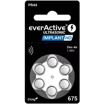 everActive ULTRASONIC IMPLANT HD 675 tsink-õhk kuuldeaparaadi patareid PR44 (6-pakk, elavhõbedavabad, 1,45 V, 650 mAh)