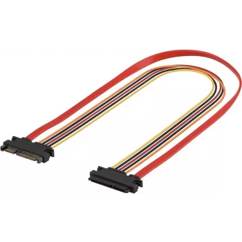 EXERTIS CONNECT SATA pikenduskaabel, SATA 22-pin isane - SATA 22-pin emane (5V + 12V), 0,5 m, SATA andme- ja toiteliidese pikendamiseks, must 147500