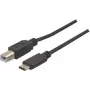 EXERTIS CONNECT USB 2.0 kaabel, USB Type-C - USB Type-B, must, 1,0 m 150304