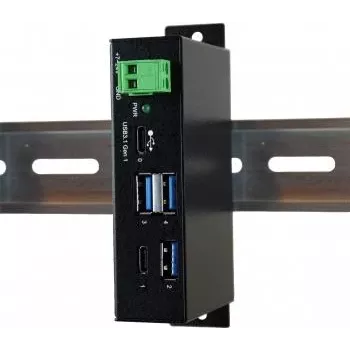 EXSYS EX-1195HMS tööstuslik 4-pordiline USB 3.1 Gen 1 jaotur USB-C-ga, DIN-liinile kinnitamine, 9-48V DC