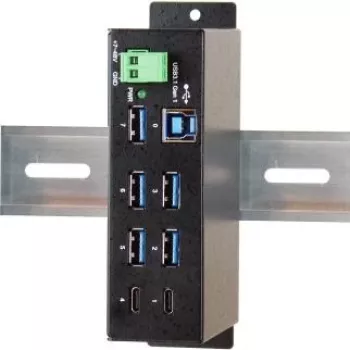 EXSYS EX-1197HMS 7-porti USB 3.1 Gen 1 tööstuslik DIN-liistule kinnitatav jaotur alalispinge toitega