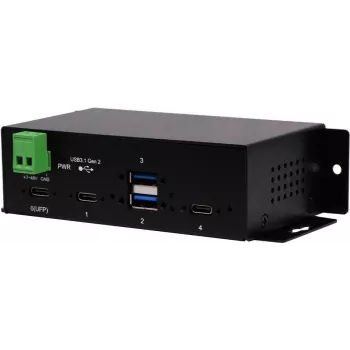 EXSYS EX-1274HMV 4-pordiline USB 3.2 Gen 2 tööstuslik jaotur, 2x USB-A ja 2x USB-C, metall, DIN-liinile/seinale/racki paigaldatav