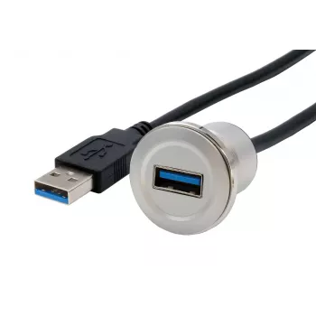 EXSYS EX-49186 USB 3.2 Gen 1 paneelile paigaldatav adapter, USB-A emane to manane, 30 cm, metall