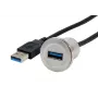 EXSYS EX-49186 USB 3.2 Gen 1 paneelile paigaldatav adapter, USB-A emane to manane, 30 cm, metall