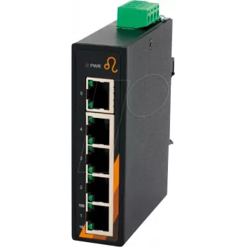 EXSYS EX-6200 5-porti tööstuslik Etherneti lüliti, haldamata, 10/100Base-TX, DIN-siini, -40 kuni 75°C