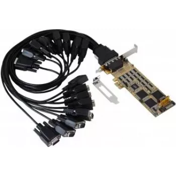 EXSYS PCIe 16-pordiline RS-232 jadakaart SystemBase kiibistikuga, 921.6 Kbps, 15KV ESD, madalprofiil EX-44316-2