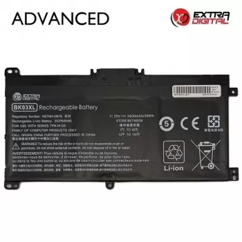 Extra Digital Advanced sülearvuti aku HP BK03XL jaoks - 3400mAh, 11.55V, 39.3Wh, 3-rakuline, must