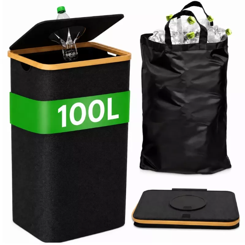 EXTRALINK Black Forest Tagastatavate Pudelite Kogumiskorv, Kokkupandav, 100L, Must