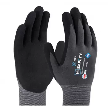 Extralink HF Safety Flex kaitsekindad, suurus 10/XL, nitriilvahuga kaetud, EN 388:2016 4131X, must/hall, 1 paar