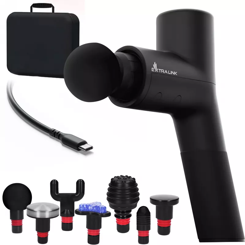 Extralink Massage Gymgun Fit 2.0 Pro Massaažipüstol, 7 otsikut, 6 režiimi