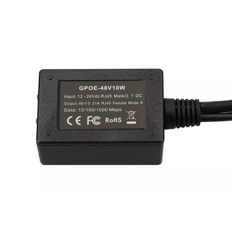 Extralink PoE inverter 1 port, sisend 1x 1000Mb/s RJ45/pistik 10-30V, väljund 48V