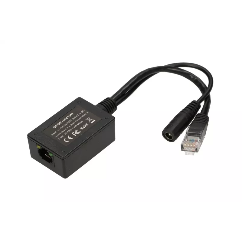 Extralink PoE inverter 1 port, sisend 1x 1000Mb/s RJ45/pistik 10-30V, väljund 48V