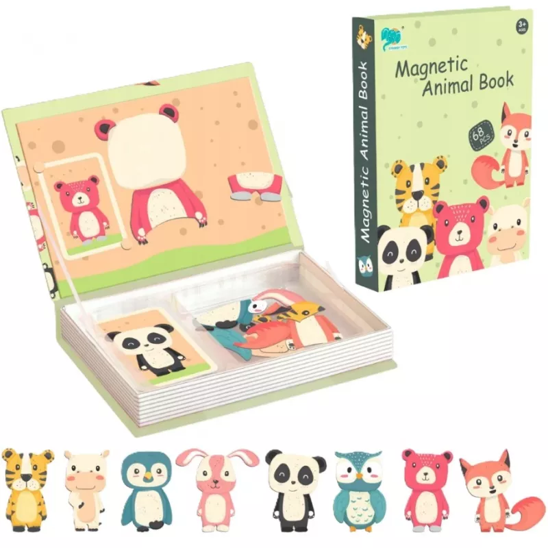 EXTRALINK TOYS Magnetic Puzzle Book Animals 68 Pieces