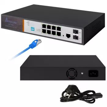 Extralink VICTOR 8-porti Gigabit PoE+ hallatav lüliti koos 2 SFP, 150W eelarve, L2+